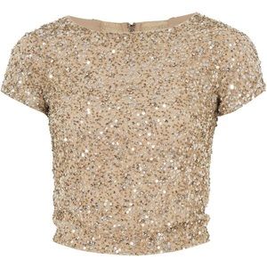 NWT Alice & Olivia gold sequin top